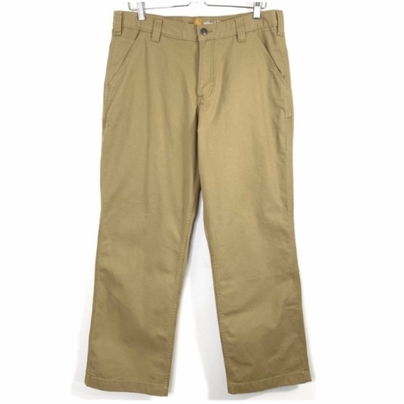 CARHARTT Rugged Flex Rigby Dungaree Pants in Khaki Beige Size 34 - Picture 2 of 10
